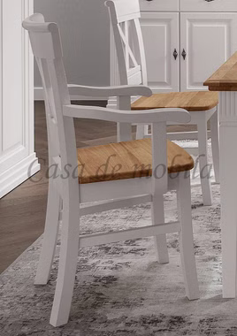Armlehnstuhl 55x95x56cm COUNTRY HOME Kiefer weiß,Eiche geölt stuhl mit armlehne COUNTRY HOME 55x95x56cm Kiefer massiv weiß Wildeiche geölt, 1036222001 von Casa de mobila Goslar