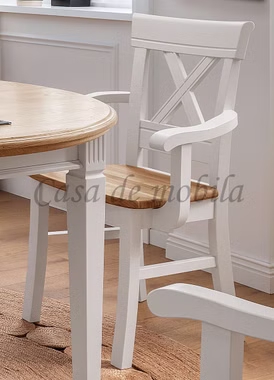 Armlehnstuhl 55x95x56cm COUNTRY HOME Kiefer weiß,Eiche geölt Sessel holz mit armlehne landhaus COUNTRY HOME Kiefer massiv weiß Wildeiche geölt, 1036222001 von Casa de mobila Goslar