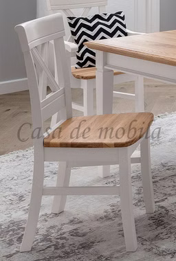Stuhl 45x96x55cm COUNTRY HOME Kiefer weiß Eiche geölt Holzstühle landhaus COUNTRY HOME Kiefer massiv weiß lackiert Wildeiche geölt, Casa de mobila Goslar