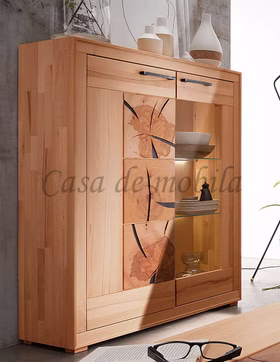 Naturtholz kommode mit glastür mit Hirnholz 2tuerig kernbuche massiv geölt casademobila Naturtholz kommode mit glastür mit Hirnholz 2tuerig kernbuche massiv geölt casademobila