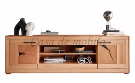 TV-Lowboard IV 200x62x46cm RUSTIC Kernbuche geölt Hirnholz-Elemente breiter TV-schrank 200 cm kernbuche massiv geölt mit hirnholz Casa de mobila Goslar