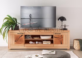 TV-Lowboard IV 200x62x46cm RUSTIC Kernbuche geölt Hirnholz-Elemente Fernsehkommode Fernsehschrank 200 cm breit kernbuche massiv geölt mit hirnholz casademobila