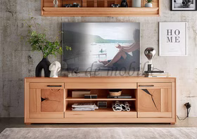 TV-Lowboard IV 200x62x46cm RUSTIC Kernbuche geölt Hirnholz-Elemente breiter Fernsehkommode Fernsehschrank XL kernbuche massiv geölt mit hirnholz casademobila