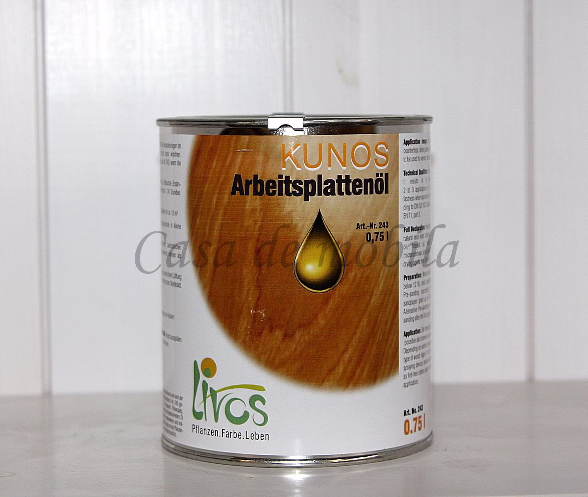 LIVOS Arbeitsplattenöl 750ml KUNOS von Casademobila Goslar