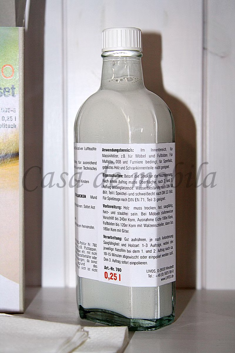 LIVOS Pflegeset 250ml VELIO Politur Bianco Baumwolltuch von Casademobila Goslar