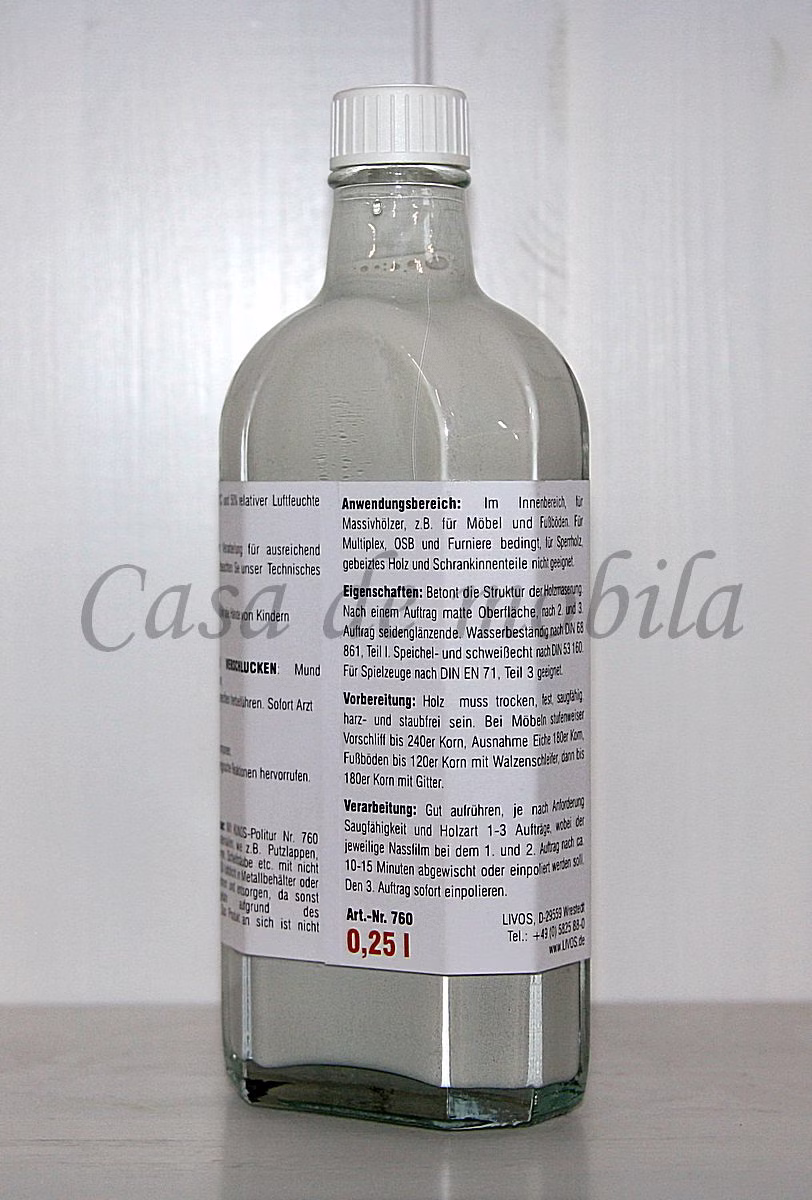 LIVOS Pflegeset 250ml VELIO Politur Bianco Baumwolltuch von Casademobila Goslar