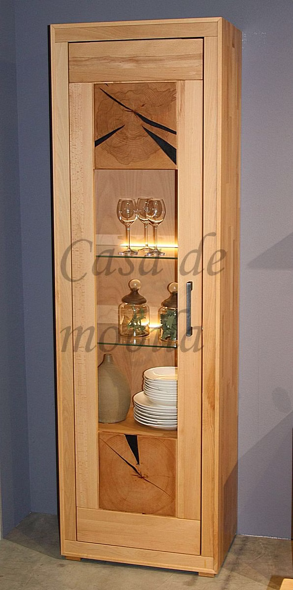 Echtholz Vitrine schmal Kernbuche massiv mit Hirnholz von Casa de mobila Echtholz Vitrine schmal Kernbuche massiv mit Hirnholz von Casa de mobila