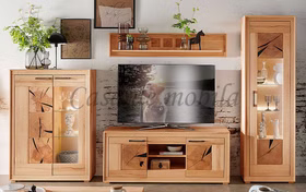 Wohnwand Anbauwand Schrankwand holz kernbuche massiv geölt mit Hirnholz casademobila