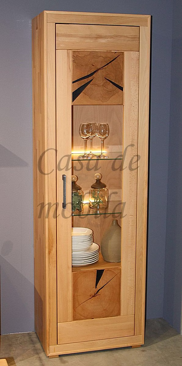 Holzschrank Vitrine schmal Kernbuche massiv mit Hirnholz von Casa de mobila Holzschrank Vitrine schmal Kernbuche massiv mit Hirnholz von Casa de mobila