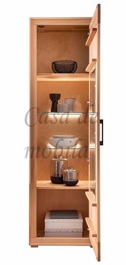 holzschrank Vitrine schmal kernbuche massiv mit Stirnholz casademobila holzschrank Vitrine schmal kernbuche massiv mit Stirnholz casademobila