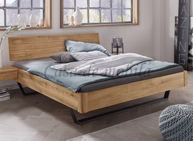 Schwebebett DOINA 2 Wildeiche massiv geölt Metallkufen Massivholz doppelbett mit metallkufen Doina Eiche massiv natur geölt casademobila Goslar