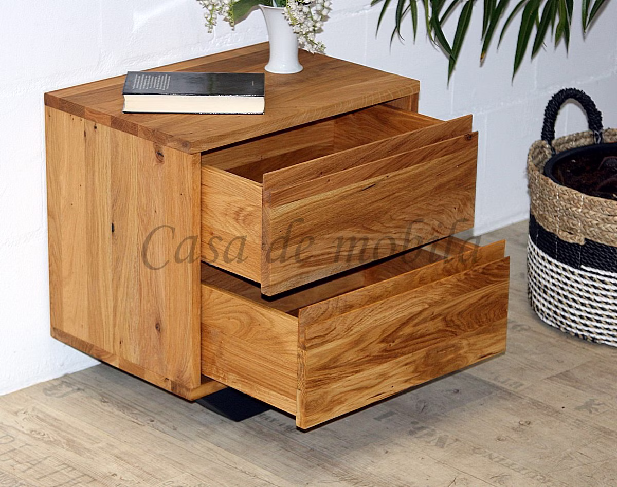 Nachtkommode Metallbeine 50x35x50cm WOODSTOCK Wildeiche geölt Nachtschrank mit schubladen Rustikal Wildeiche massiv im Industrie-Look von casademobila Goslar