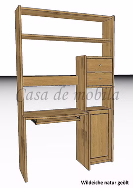 Büro-Regal 134x217x51/33cm CONTRA Wildeiche massiv natur geölt Casa de mobila Büro-Regal 134x217x51/33cm CONTRA Wildeiche massiv natur geölt Casa de mobila