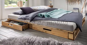 Palettenbett mit 2 Schubladen 140x200 Kiefer massiv unbehandelt / gelaugt geölt Casademobila Goslar