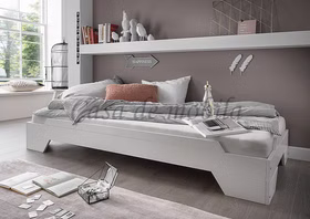 Massivholz Einzelbett 90x200 DENVER Buche massiv weiß lackiert Casa de mobila Goslar