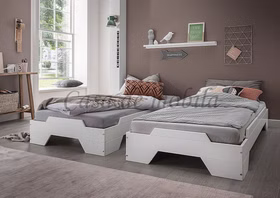 Massivholz Einzelbetten Bett Stapelbar 90x200cm DENVER Buche massiv weiß lackiert Casa de mobila Goslar