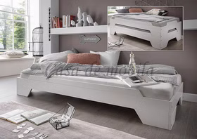 Massivholz Stapelbett 90x200 DENVER Buche massiv weiß lackiert Casa de mobila Goslar