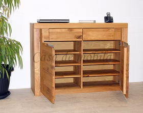 Schuhschrank mit schubladen 128x94x45cm HORIZONT Wildeiche massiv natur geölt von Casa de mobila Goslar