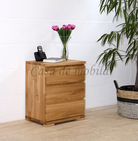 Massivholz Nachtkommode II 50x60x35cm ALTONA Wildeiche massiv geölt von Casademobila Goslar Massivholz Nachtkommode II mit 3 schubladen 50x60x35cm ALTONA eiche massiv natur geölt von Casademobila Goslar