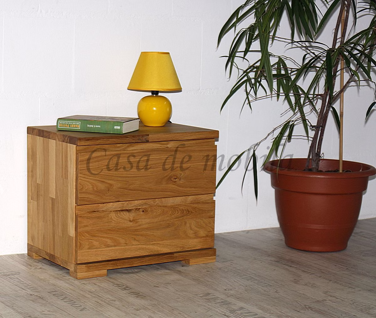 ALTONA I – Nachttisch mit Tischlampe Massivholz Nachtkommode I mit 2 schubladen 50x45x35cm ALTONA Wildeiche massiv geölt von Casademobila Goslar