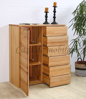 Massivholz Wäscheschrank VI 105x120x45cm BREMEN Kernbuche massiv natur geölt Casademobila Goslar