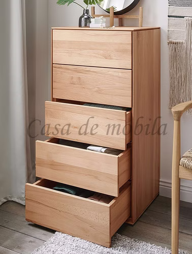 Massivholz Schubladenkommode schmal 50x101x45cm MARIENBURG Kernbuche massiv natur geölt Casa de mobila Goslar