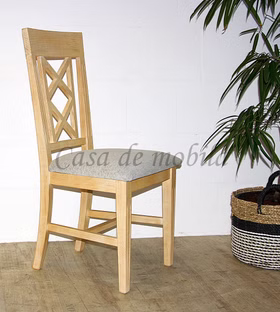 Küchenstuhl 47x100x44cm MALAGA Pinie decape gebürstet Polster grau Spanische Küchenstuhl 47x100x44cm MALAGA Pinie decape gebürstet Polster grau Spanische
