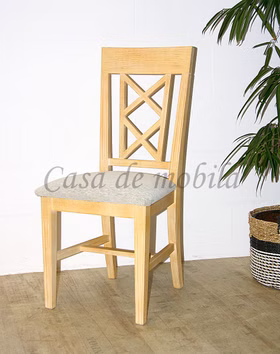 stuhl gepolstert 47x100x44cm MALAGA Pinie decape gebürstet Polster grau Spanische stuhl gepolstert 47x100x44cm MALAGA Pinie decape gebürstet Polster grau Spanische