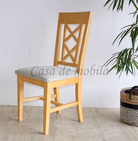 Küchenstuhl grau gepolstert ROSSIO 47x100x44cm Pinie massiv mediterraneo honig gebürstet Casa de mobila Goslar