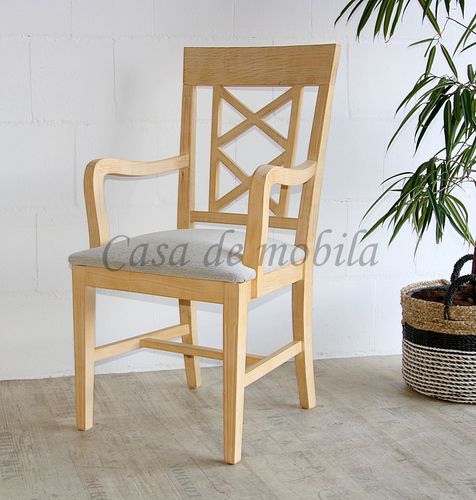 Stuhl mit Armlehne gepolstert ROSSIO 52x100x48cm Pinie gebürstet