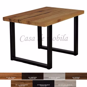 Schreibtisch Roma mit metallbeine U Luton 6cm gerade Kante rustikale Eiche 01 Oel Finish Casa de mobila Goslar