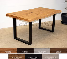 Massivholz Tisch mit Baumkante ROMA LIVERPOOL 140x76x80cm rustikale Zeereiche 01 Oel Finish lackiert Casa de mobila Goslar Massivholz Tisch mit Baumkante ROMA LIVERPOOL 140x76x80cm rustikale Zeereiche 01 Oel Finish lackiert Casa de mobila Goslar
