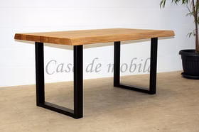 Tisch Baumkante 160x76x90cm ROMA LUTON rustikale Eiche lackiert Esstisch mit Baumkante ROMA, Metallbeine Luton 160x76x90cm rustikale eiche massiv lackiert Casa de mobila Goslar