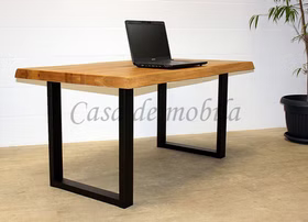 Tisch Baumkante 160x76x90cm ROMA LUTON rustikale Eiche lackiert PC-tisch mit Baumkante ROMA, Metallbeine Luton 160x76x90cm rustikale eiche massiv lackiert Casa de mobila Goslar