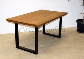 Esstisch 160x76x90 cm ROMA rustikale Eiche massiv Schweizer Kante, Metallbeine U Luton Casa de mobila Goslar Esstisch 160x76x90 cm ROMA rustikale Eiche massiv Schweizer Kante, Metallbeine U Luton Casa de mobila Goslar