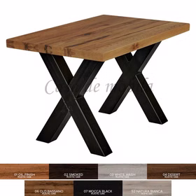 Esstisch ROMA BRADFORD 140x76x80 cm rustikale Eiche massiv gerade Kante 01 Oel Finish lackiert Stahlgestell X Tisch ROMA BRADFORD 140x76x80 cm rustikale Eiche massiv gerade Kante 01 Oel Finish lackiert Stahlgestell X Casa de mobila Goslar