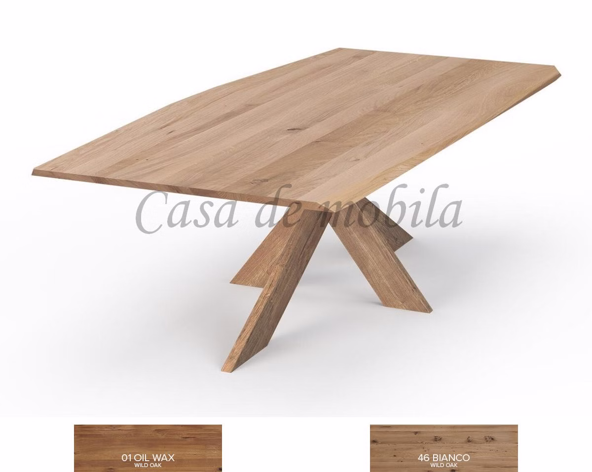 Esstisch mit Holzgestell EXTREME Boulder 260x77x110cm Wildeiche massiv Bianco geölt Bodahl Esstisch mit Holzgestell EXTREME Boulder 260x77x110cm Wildeiche massiv Bianco geölt Casa de mobila Goslar