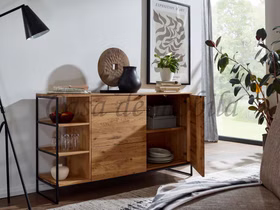 Kommode Metallbeine schwarz lackiert ZACHARIAS 150x85x40cm Wildeiche massiv natur geölt Industrielook casademobila Goslar Kommode Metallbeine schwarz lackiert ZACHARIAS 150x85x40cm Wildeiche massiv natur geölt Industrielook casademobila Goslar