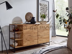 Sideboard ZACHARIAS 150x85x40cm Wildeiche massiv natur geölt Metallbeine schwarz lackiert Industrielook casademobila Goslar Sideboard ZACHARIAS 150x85x40cm Wildeiche massiv natur geölt Metallbeine schwarz lackiert Industrielook casademobila Goslar