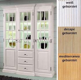 Vitrine 3tuerig Pinie massiv gebuerstet 31 130 200 Vitrine 3tuerig Pinie massiv gebuerstet 31 130 200