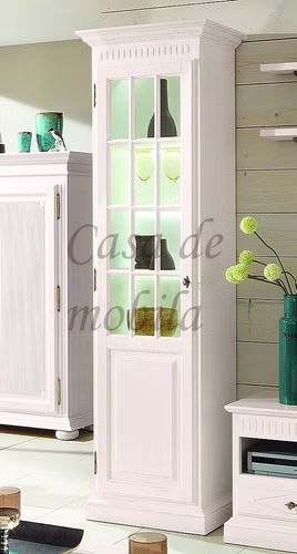Vitrine 1tuerig links Pinie massiv gebuerstet 31 110 200