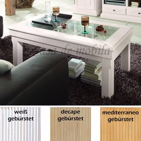 Couchtisch mit glasplatte ROSSIO 130x49x70cm Pinie massiv weiß decape sandfarbe mediterano honig gebuerstet Casa de mobila Goslar Couchtisch mit glasplatte ROSSIO 130x49x70cm Pinie massiv weiß decape sandfarbe mediterano honig gebuerstet Casa de mobila Goslar