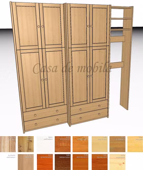 Massivholz Garderobenschrank CONTRA 236x236x46/33cm kiefer kernbuche Wildeiche massiv natur oder Bianco Geölt Casa de mobila Goslar