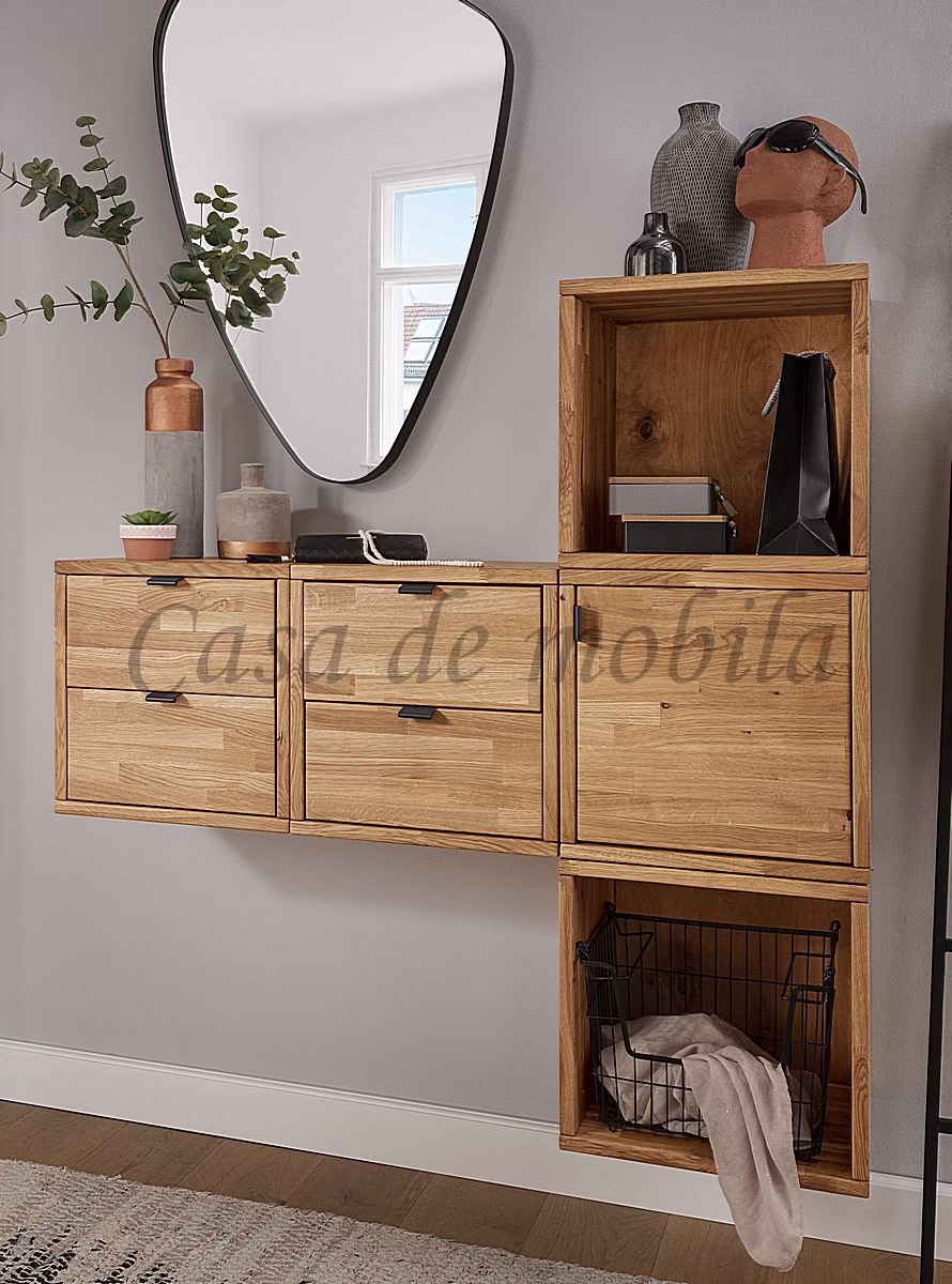 Massivholz Flurregal Dielenregal Haengeregal 8teilig Wildeiche natur geoelt casademobila Goslar