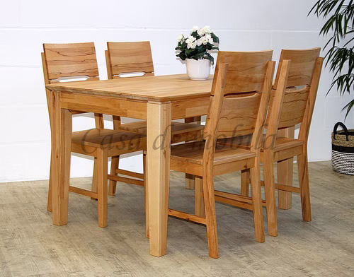 Esstischgruppe set mit ausziehbarem tisch 140x80 Kernbuche massiv geölt Casa de mobila Goslar