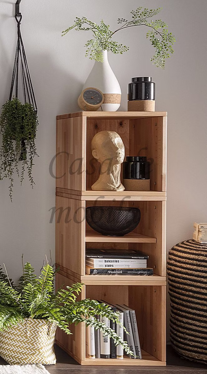 Massivholz Standregal 4teilig Kernbuche massiv natur geölt Marco cube holzregal Casa de mobila Goslar