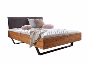 Elch Massivholz Bett mit Metallbeine und Polsterkopfteil 140x200cm casademobila Goslar