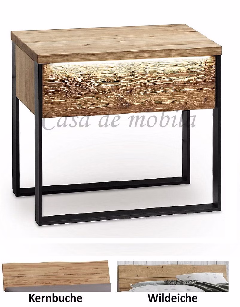 Massivholz Nachtkommode 45x45x35cm Kernbuche Wildeiche geölt Nachttisch Metallkufen schwarz Forestales casademobila Massivholz Nachtkommode 45x45x35cm Kernbuche Wildeiche geölt Nachttisch Metallkufen schwarz Forestales casademobila