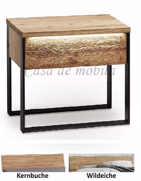 Massivholz Nachtkommode 45x45x35cm Kernbuche Wildeiche geölt Nachttisch Metallkufen schwarz Forestales casademobila Massivholz Nachtkommode 45x45x35cm Kernbuche Wildeiche geölt Nachttisch Metallkufen schwarz Forestales casademobila