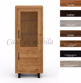 Vitrine WOODSTOCK 70x182x45cm rustikale Eiche massiv Öl-finish lackiert Industrial Style Casademobila Goslar Vitrine WOODSTOCK 70x182x45cm rustikale Eiche massiv Öl-finish lackiert Industrial Style Casademobila Goslar